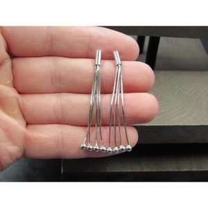 Sterling Silver Bright Tassel Orb Dangle Earrings Vintage Wedding Engagement